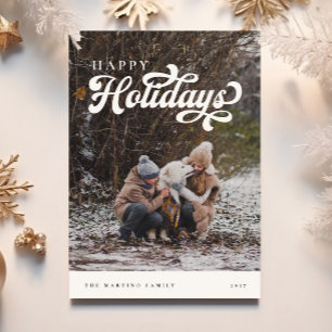Retro Festive Happy Holidays Foto Weihnachtskarte Feiertagskarte