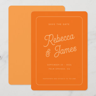 Retro Fette Orange-Typografie-Rahmen-Hochzeit Save The Date