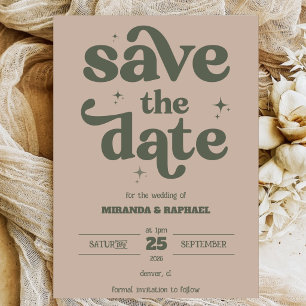 Retro Fette Rost- und Grünfoto-Hochzeit Save The Date