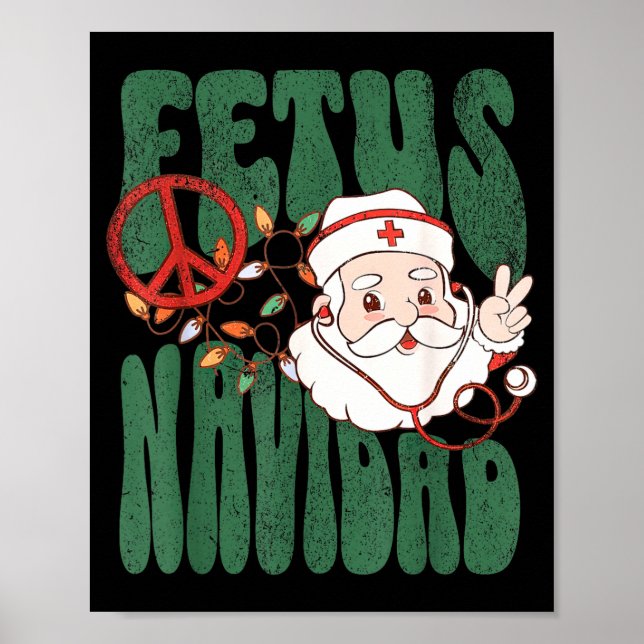 Retro Fetus Navidad Santa Claus Christmas Obgyn Nu Poster (Vorne)