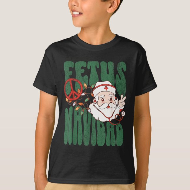 Retro Fetus Navidad Santa Claus Christmas Obgyn Nu T-Shirt (Vorderseite)
