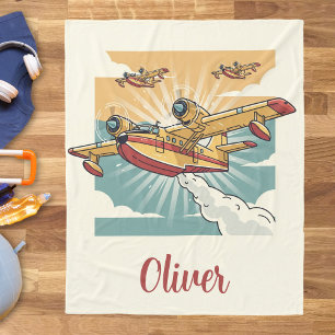 Retro-Feuerlösch-Wasserbomber-Flugzeug Fleecedecke