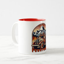 Retro-Feuerwehrauto & Berg