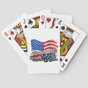 Retro-Feuerwehrmann Feuerwehrmann USA Flag 4. Spielkarten