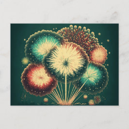 Retro-Feuerwerk über City-Postkarte Postkarte