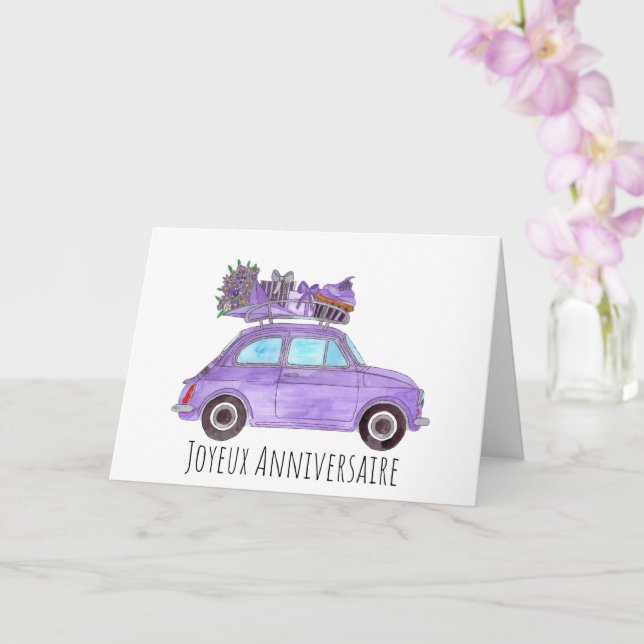 Retro Fiat 500 Karte (Orchidee)