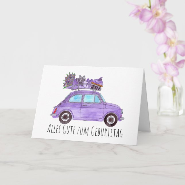 Retro Fiat 500 Karte (Orchidee)