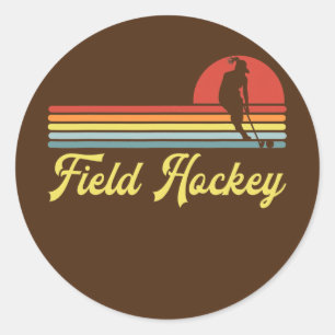Retro Field Hockey Women Runder Aufkleber