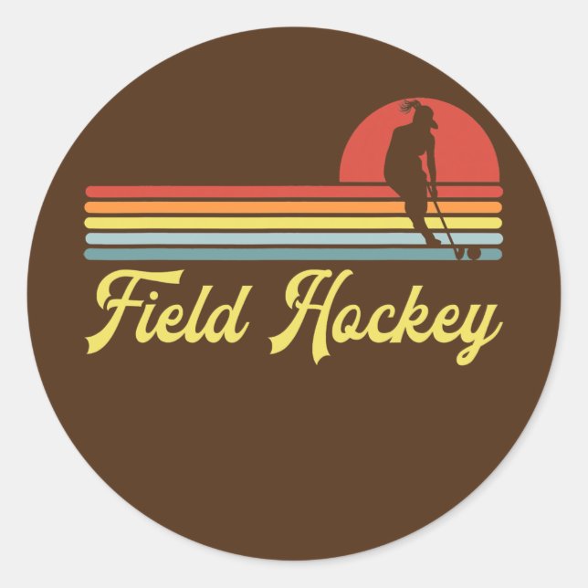 Retro Field Hockey Women  Runder Aufkleber (Vorderseite)