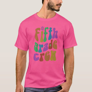Retro Fifth Grade Crew Hallo 5th Grader Pink T-Shirt