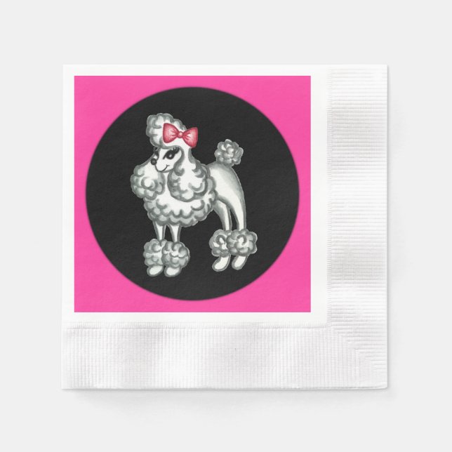 Retro Fifties French Poodle Party Napkins Serviette (Vorderseite)