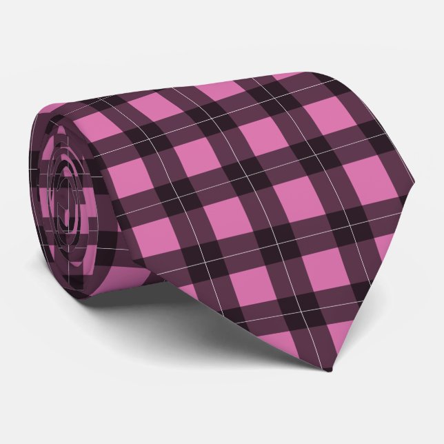 Retro Fifties Pink Kariertes Muster Rockabilly Krawatte (Gerollt)