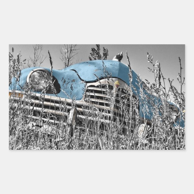 Retro Fifties Verschwunden Automobilantik Rechteckiger Aufkleber (Vorderseite)