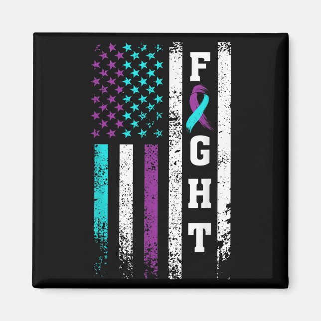 Retro Fight Suicide Prevention Awareness Us Flag  Magnet (Vorne)