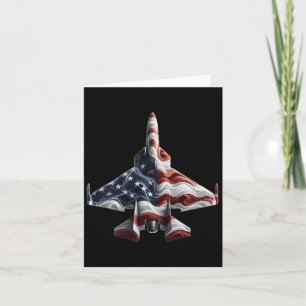 Retro Fighter Jet Airplane Amerikanisches Flaggenh Karte