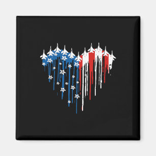Retro Fighter Jet Airplane Amerikanisches Flaggenh Magnet