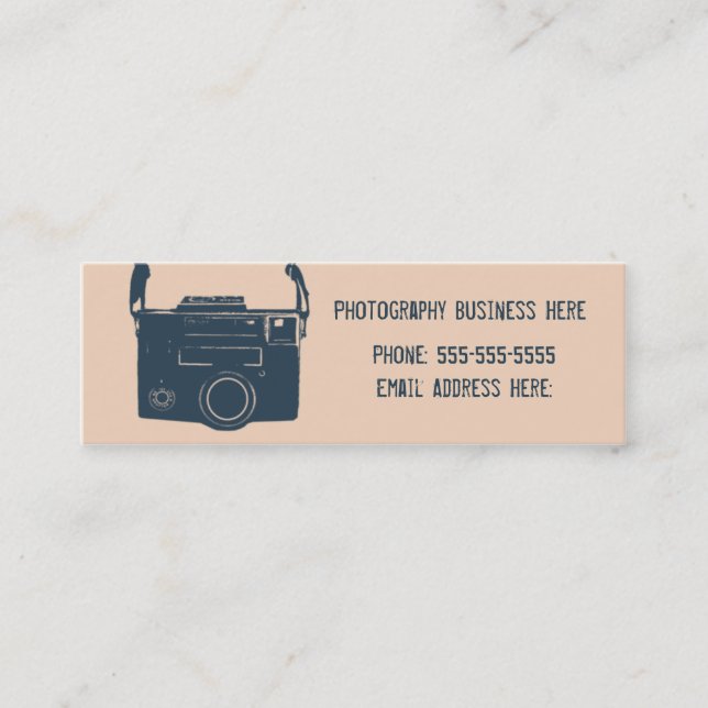 Retro Film Blue & Peach Business Card Mini Visitenkarte (Vorderseite)