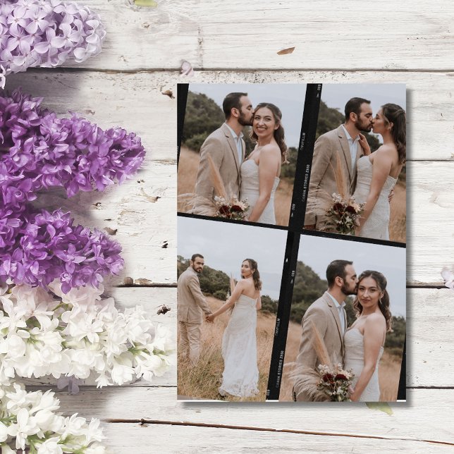 Retro Film Photo Mariage Collage Merci Cartes (Retro Film Photo Wedding Collage Thank You Cards)