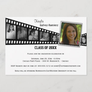 Retro Film Strip Graduation Party Foto Einladung