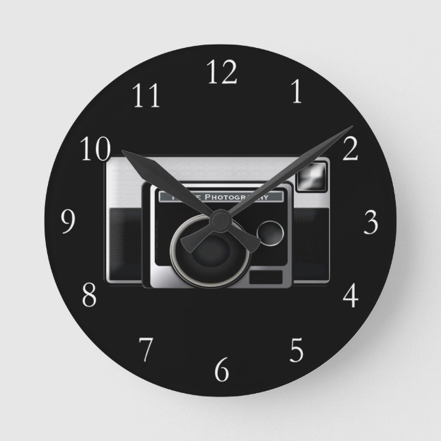 Retro-Filmkamera Runde Wanduhr (Vorderseite)