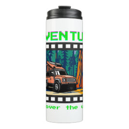 Retro-Filmstreifen-Abenteuer-Camping-Reise Thermosbecher