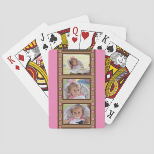 Retro-Filmstreifen mit personalisiertem Foto rosa Spielkarten