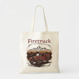 Retro fire engine mountain range tragetasche