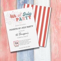 Retro Fireworks 4 juillet Invitation de la fête