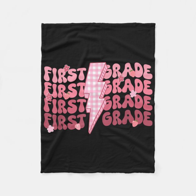 Retro First Grade Teacher Lightning Bolt First Day Fleecedecke (Vorderseite)