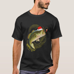 Retro-Fisch-Weihnachtsmannmütze-Angeln Weihnacht T-Shirt