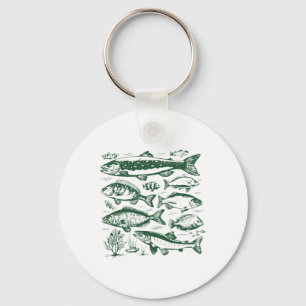 Retro Fischarten Biologie Arten von Süßwasserfisch Schlüsselanhänger