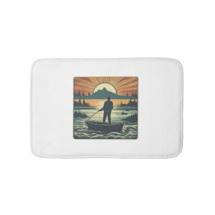 Retro-Fischerei Fisch Sunset Boote Badematte
