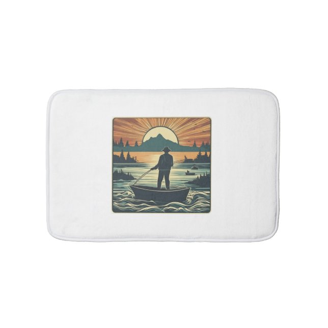 Retro-Fischerei Fisch Sunset Boote Badematte (Vorderseite)