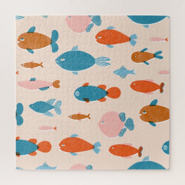 Retro Fish: Risograph Style Pattern (Vertikal)