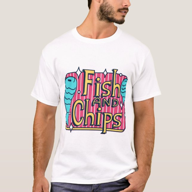 Retro Fish und Chips Vintage-Design. T-Shirt (Vorderseite)