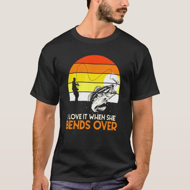 Retro Fisherman I Liebe es, wenn sie über Fisch fl T-Shirt (Vorderseite)