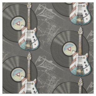 Retro Flagge-Gitarren-und Vinylaufzeichnung Stoff
