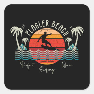 Retro Flagler Beach Quadratischer Aufkleber