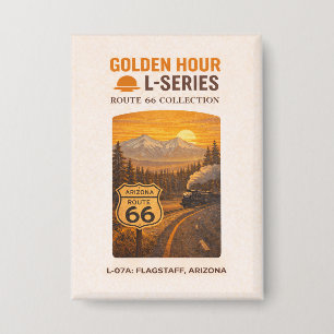Retro Flagstaff Arizona Route 66 Wahrzeichen Kunst Button