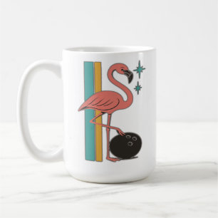 Retro-Flamingo-Bowling Midcentury-Kunst Kaffeetasse