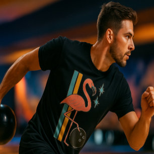 Retro-Flamingo-Bowling Midcentury-Kunst T-Shirt
