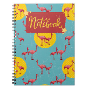 Retro Flamingo Familie Notebook Spaß und lebendig Notizblock