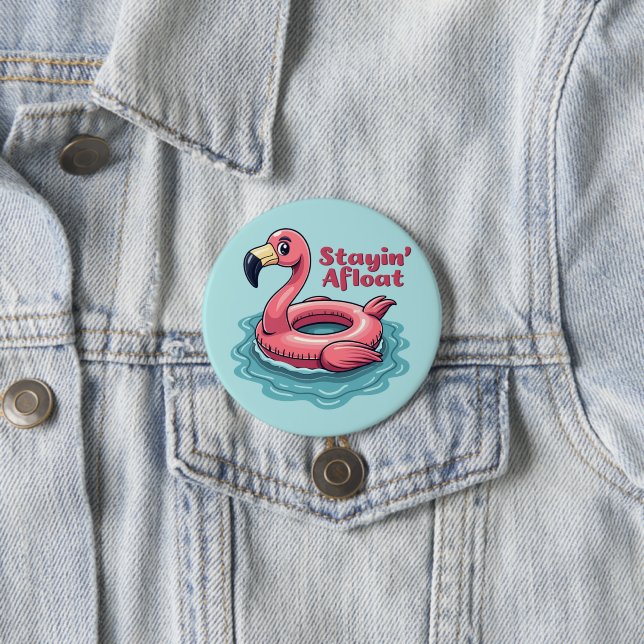 Retro Flamingo Float Funny Summer Button (Beispiel)