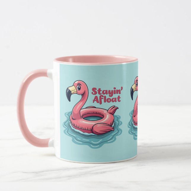 Retro Flamingo Float Funny Summer Tasse (Links)