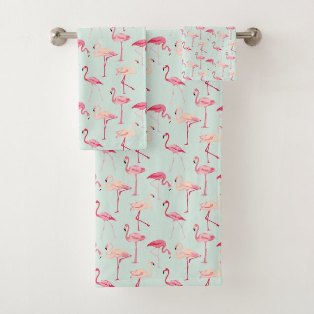 Retro Flamingo-Muster Badhandtuch Set (Insitu)