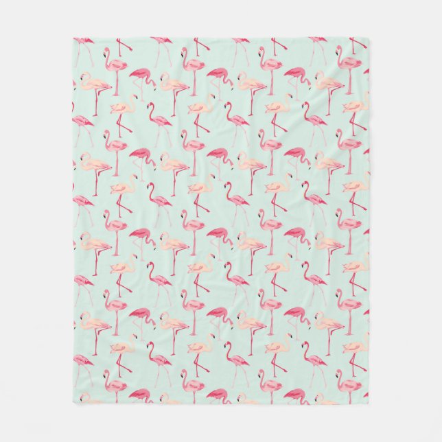 Retro Flamingo-Muster Fleecedecke (Vorderseite)