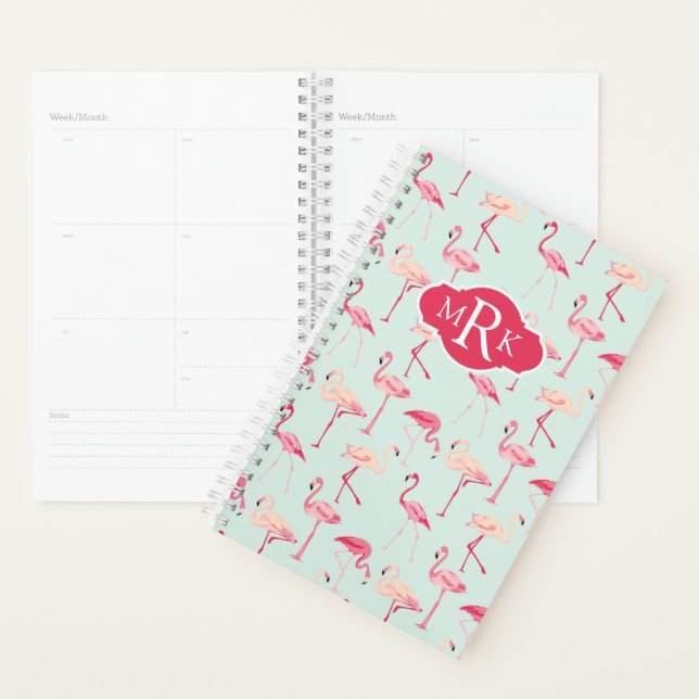 Retro Flamingo Muster | Monogramm Planer (Anzeige)