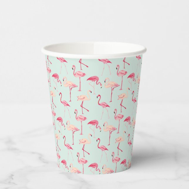 Retro Flamingo Muster Pappbecher (Links)