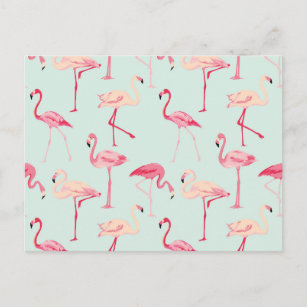Retro Flamingo Muster Postkarte