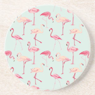 Retro Flamingo-Muster Sandstein Untersetzer